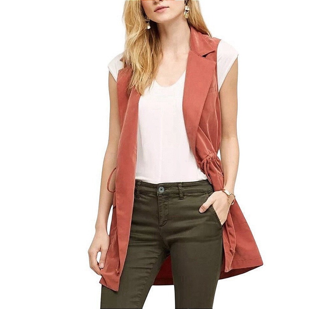 Anthropologie Elevenses Luna Old Town Vest Jacket Rust Orange Sleeveless Small